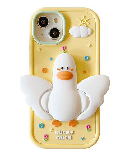 Funda De Silicona De Dibujos Animados Con Patito De Pie