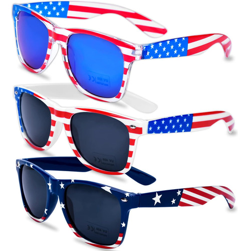 Donse 3 Pares De Gafas De Sol Con Estilo Bandera Americana