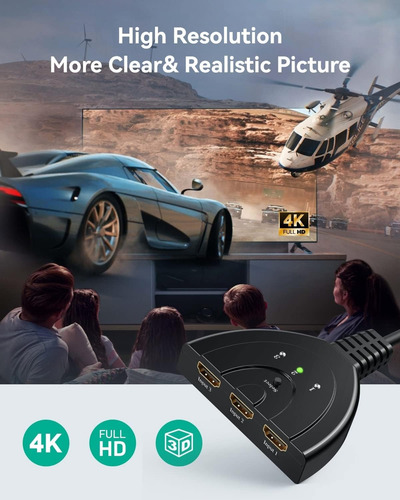 Switch Hub Multiplicador Hdmi 4k 3 En 1 Salida Resistente