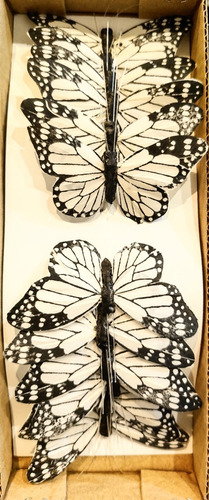 Mariposa Decorativa Pintadas Blancas Y Negra (c30) X 12 Unid