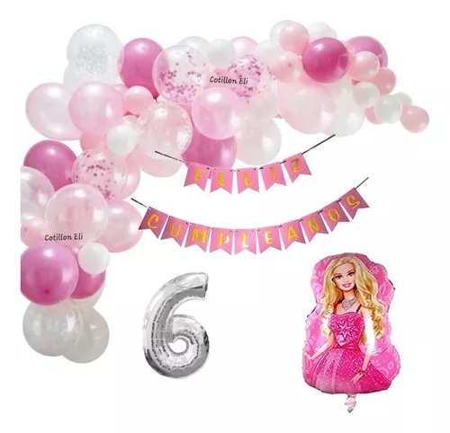 Arco De Globos Rosa Fucsia Confetti Barbie Decoracion Cumple