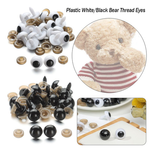 Ojos De Plástico Para Hacer Muñecas, Manualidades, Blanco Y