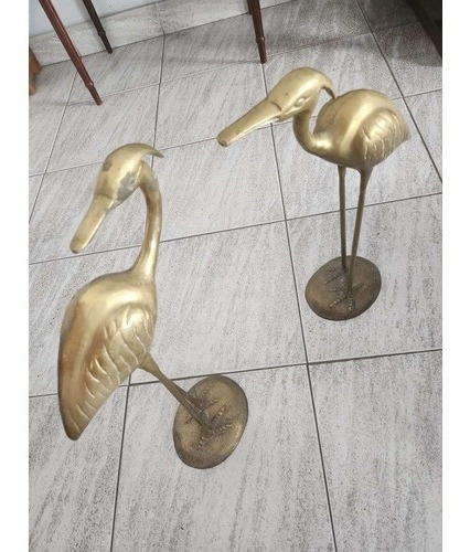 Juego De Garzas Figuras Bronce Aluminio 43cm De Alto 