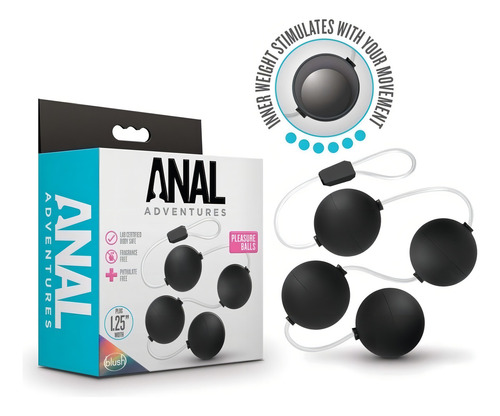 Anal Adventures Pleasure Balls bolas anais de cor preta
