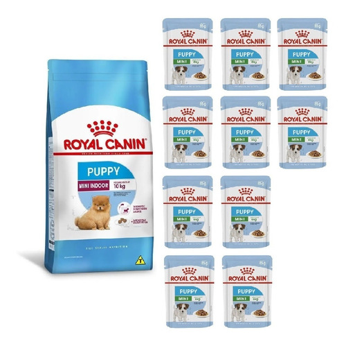 Kit Mini Indoor Puppy 2,5kg E 10 Sachês 85g Royal Canin