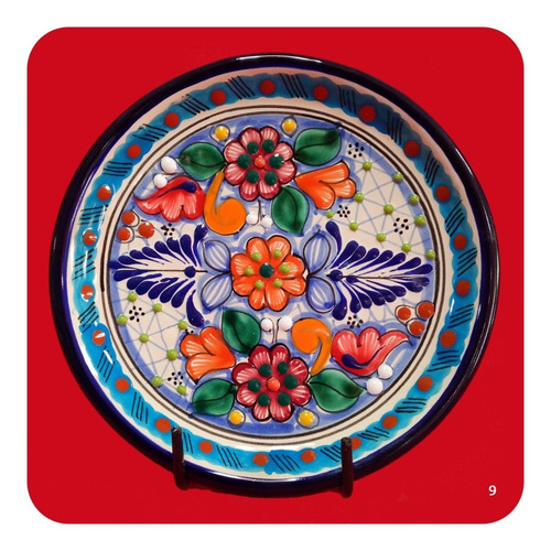 Imagen 7 de 8 de Set 10 Platos De Talavera Poblana Color 20 Cm Variados Plt