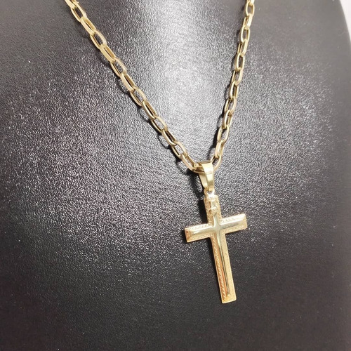 Conjunto Baguete Com Pingente Cruz Ouro 18k