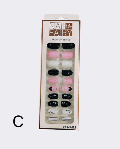 Imagen 4 de 6 de 24u Uñas Postiza Con Pegamento Nail Fairy Premium Series
