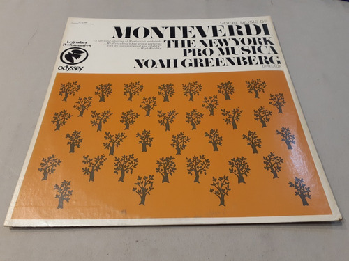 Vocal Music Of Monteverdi - Lp Vinilo Made In Usa Nm