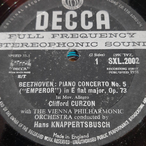 Sin Tapa Disco Clifford Curzon H Knappertsbusch Beethoven O0