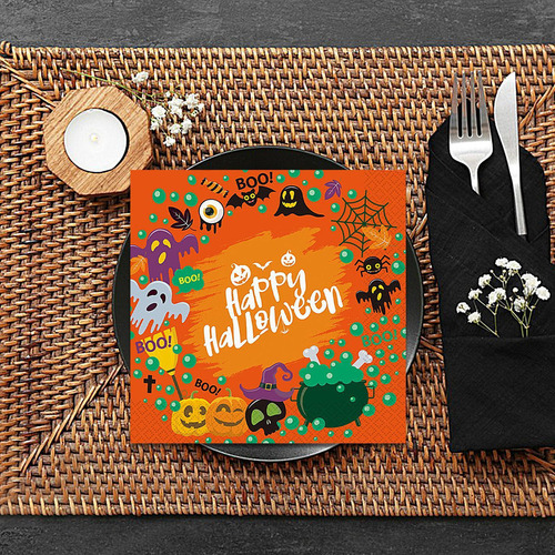 . Servilleta Con Temática De Halloween Fantasma Y Bruja De