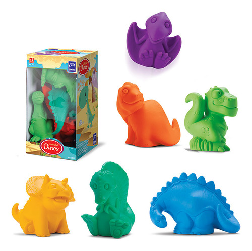 Coleção Bichinhos Para Banho Dinos 6 Brinquedos De Banho