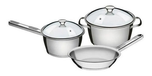 Batería Set Cocina Allegra Tramontina Acero Inox 5pz Vidrio