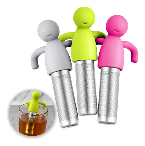 Infusor De Té De Acero Inoxidable Malla Fina Diseño Bonito Gris, Verde, Rojo Rosa