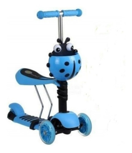 Monopatin Buggy Scooter Luces Infantil 3 En 1 Celeste  