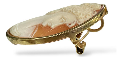 Antiguo Camafeo Montado Sobre Oro 18k Sellado Crema (Usado)