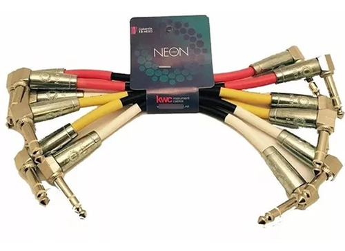 Imagen 1 de 7 de Pack X 6 Cable Kwc Neon 180 Interpedal Plug Angular 25cm