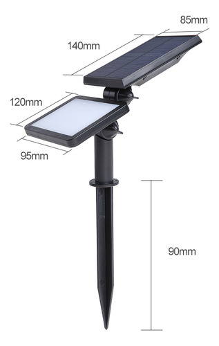 Foco Solar De 48 Led, 4 Modos, Ip65, Batería Recargable