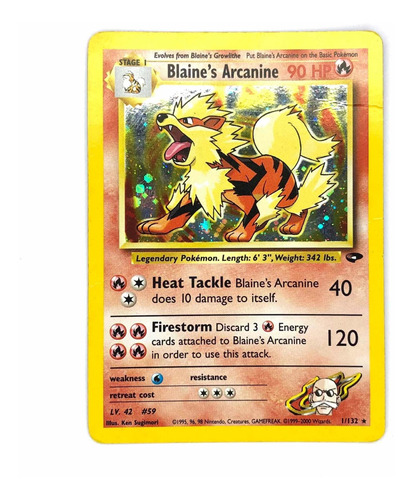 Blaines Arcanine 1/132 Carta Original Pokémon Gym Challenge