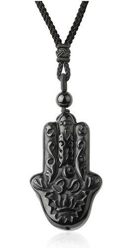 Collar Cuarzo Mano Obsidiana Negro - Poder Y Proteccion