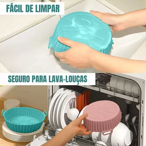 Lámina para hornear Tem Tudo Import Forro forma silicone antiaderente air  fryer reutilizável color azul glaciar