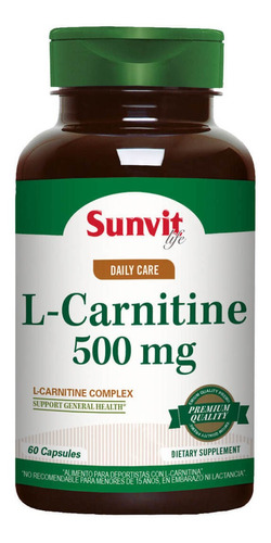 L-carnitine (60 Caps) Potente Quemador De Grasa Sunvit Life