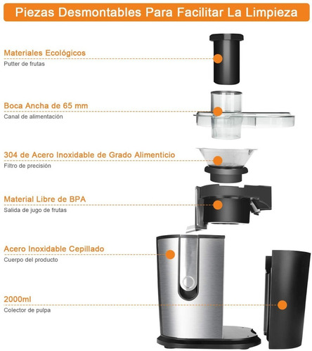 Imagen 4 de 7 de Extractor De Jugos Automatico Techvida P/ Frutas Y Verduras