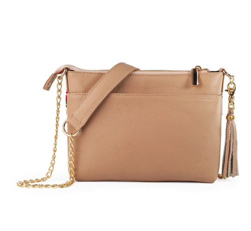 Bolso De Piel Tipo Crossbody Con Telar Artesanal Bolsa Dama Color Maquillaje Diseño de la tela Arena Telar