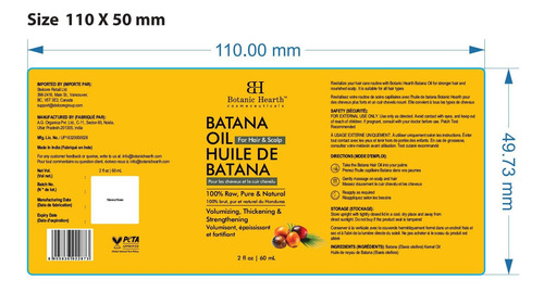 Aceite Capilar Botanic Hearth Raw Batana 100% Puro, 60 Ml, P