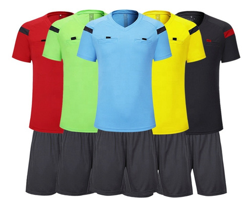 Set Equipo Camiseta + Short Arbitro Completo Adulto Futbol