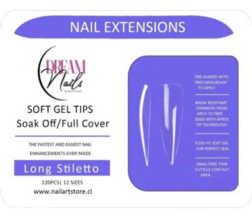 Tips Soft Gel - Long Stiletto - Dream Nails (120pcs)