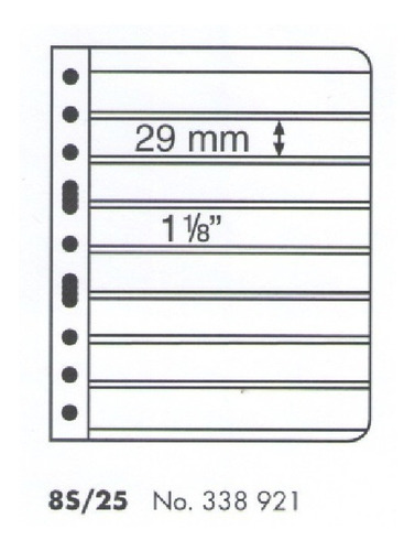 5 Hojas Para Estampillas Timbres Clasificador Con 8 Hileras