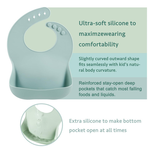 Baberos De Silicona Para Bebé, Paquete De 3 Unisex,