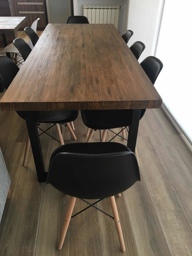 Imagen 6 de 9 de Mesa Industrial Comedor Madera Y Hierro (160x80x75)