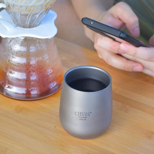 Taza De Titanio De Doble Pared De Gran Capacidad, Taza 240ml