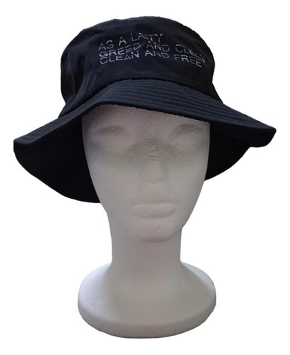 Sombrero Tipo Bucket Hat Color Negro Unitalla Diseño Letras