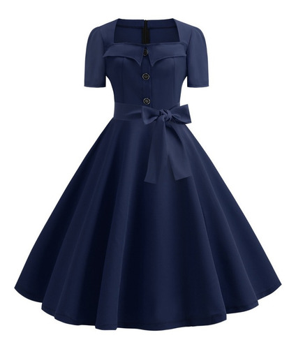 Vestido Mujer A Line Flare Vestido Vintage Bowknot Prom Sw 2