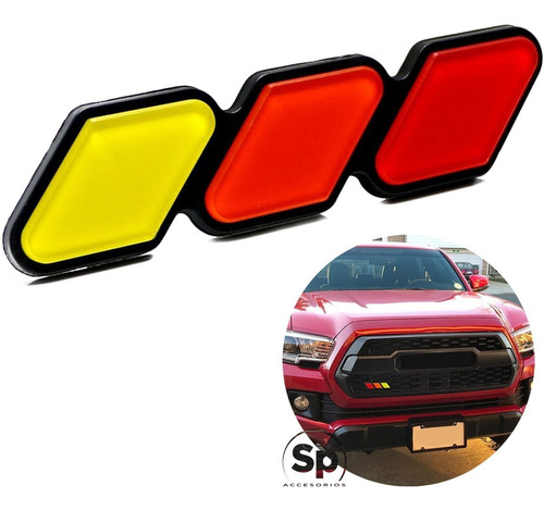 Imagen 1 de 9 de Emblema Parrilla Toyota Trd Insignia Tricolor Rojo Amarillo