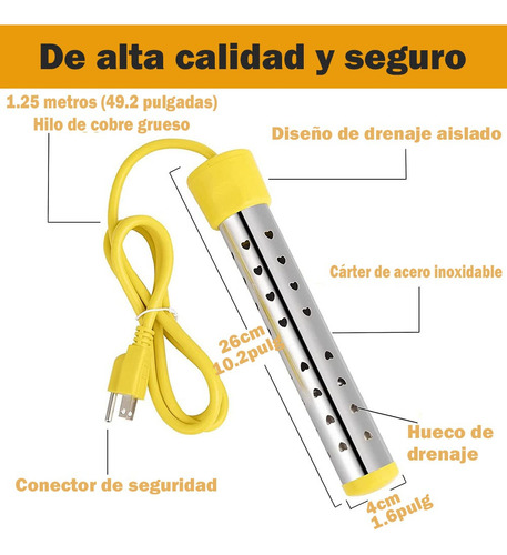 Caldera De Agua Eléctrico De Inmersión Acero Inoxidable 304