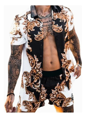 Conjunto De Camisa De Manga Corta Estampado Hawaiano Lazhu