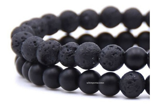 Pulseras De Distancia Lava Volcánica + Ónix Mate -2 Pulseras
