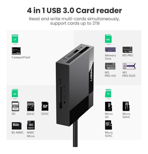 Lector Tarjeta De Memoria Compact Flash Sd Cf Usb 3.0 Ugreen
