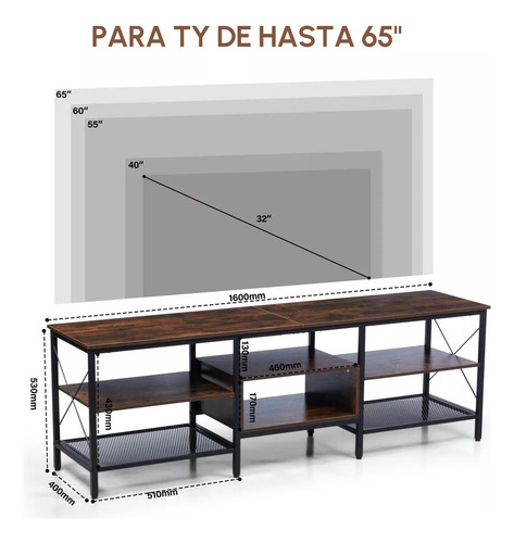 Mueble Tv Moderno Centro Entretenimiento Con Almacenamiento Madera Rústica Con Negro