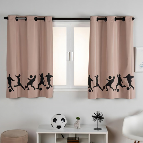 Cortina Blackout De Varão 2,20 X 1,30 Veda Luz Rapido Cor Nude Futebol
