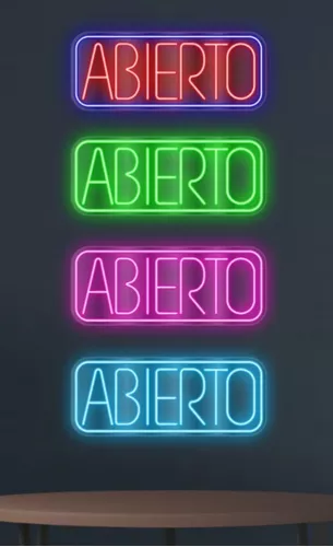 Cartel Abierto En Neón Led / Deco / Figuras / Luminoso