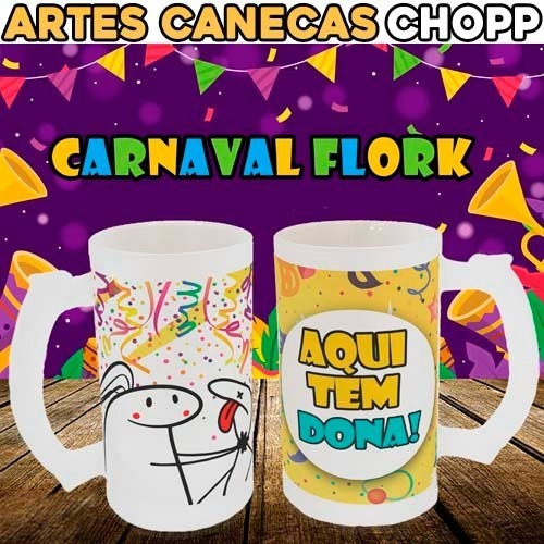 Artes Canecas Chopp Carnaval Flork Sublimação Editáveis