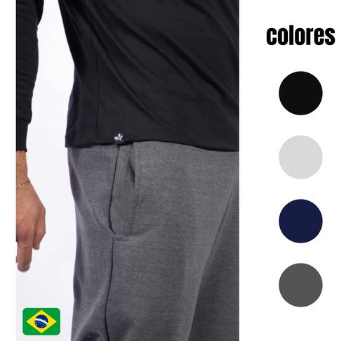 Pantalón Deportivo Hombre Jogging Felpa Sin Puño + Bolsillos