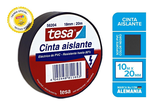 Cinta Aislante Tesa Negra 20m X 18mm