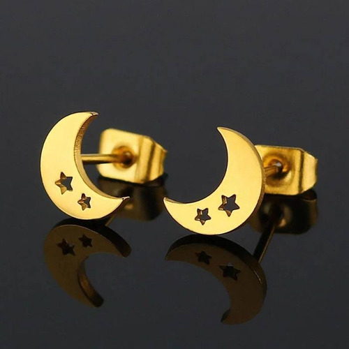 Aretes Pendientes Figura Luna Con Estrellas Moda Fiesta