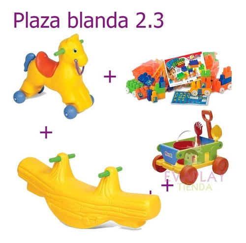 Plaza Blanda 2.3 Andarin Caballito Bloques Wagon Sube Y Baja